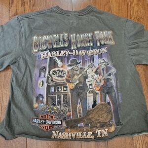 Women Harley Davidson Nashville Cropped Tee Shirt Medium